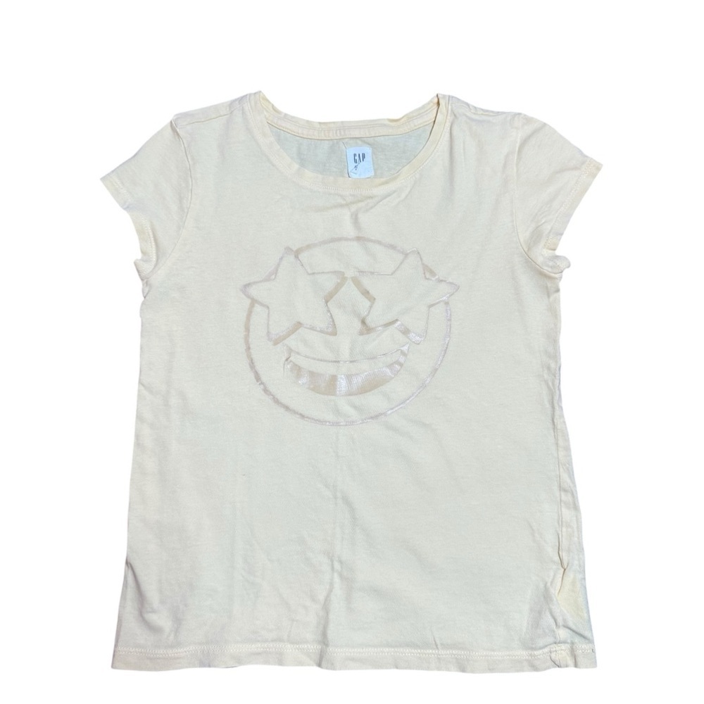 GAP Kids Yellow Emoji Graphic Short Sleeve Tee T-Shirt Size M (8)
